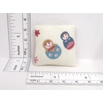 Miniature Cushion Nesting Dolls Print Matryoshka Throw Pillow Handmade 1:12 Scale Accessory