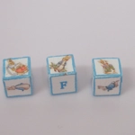 Dolls House Toy Letter Blocks Peter Rabbit Set of 3 Miniature Blue White Nursery Playroom 1:12 Scale