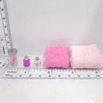 Dolls House Towels 4 Pink with Bath Salts and Ornament Jars 1:12th Scale