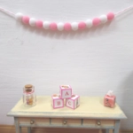 Dolls House Pom Pom Garland Pink & White Miniature Decor 1:12 Scale
