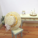 Dolls House Hat Orange & White Ribbon with Organza Bow Miniature Clothes Accessory 1:12 Scale