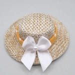 Dolls House Hat Orange & White Ribbon with Satin Bow Miniature Clothes Accessory 1:12 Scale