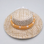 Dolls House Hat Orange & White Ribbon with Satin Bow Miniature Clothes Accessory 1:12 Scale