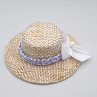 Dolls House Hat Lilac Ribbon and White Satin Bow Miniature Clothes 1:12 Scale