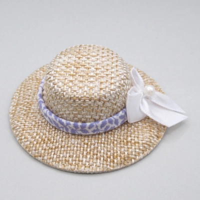 Dolls House Hat Lilac Ribbon and White Satin Bow Miniature Clothes 1:12 Scale