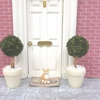 Dolls House Topiary Two Trees in Cream Colour Terracotta Pots Miniature Garden Plants 1:12th Scale
