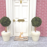 Dolls House Topiary Two Trees in Cream Colour Terracotta P..