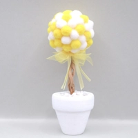 Dolls House PomPom Yellow & White Topiary Miniature Decora..