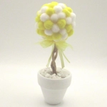 Dolls House PomPom Yellow & White Topiary Miniature Decoration 1:12th Scale