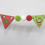 Dolls House Christmas Bunting Miniature Wood Flags and PomPoms 1:12 Scale Xmas Decoration