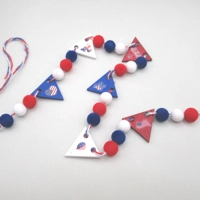 Dolls House Pennant 4th July Garland Bunting 6 Flags and PomPoms Miniature Decoration 1:12 Scale