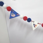 Dolls House Pennant 4th July Garland Bunting 6 Flags and PomPoms Miniature Decoration 1:12 Scale