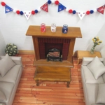 Dolls House Pennant 4th July Garland Bunting 6 Flags and PomPoms Miniature Decoration 1:12 Scale
