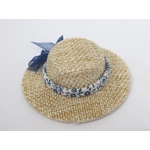 Dolls House Hat with Blue Floral Ribbon and Organza Bow Miniature Clothes 1:12 Scale