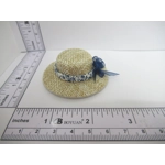 Dolls House Hat with Blue Floral Ribbon and Organza Bow Miniature Clothes 1:12 Scale