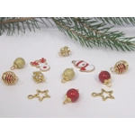 Dolls House Christmas Tree Decorations 12 Red & Gold Miniature Baubles and Trinkets 1:12th Scale