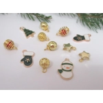 Dolls House Christmas Tree Decorations 12 Miniature Baubles and Trinkets Red Green Gold 1:12th Scale