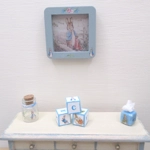 Dolls House Nursery Picture Peter Rabbit Decorated Blue Frame Miniature Wall Decor 1:12 Scale