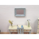 Dolls House Mirror Blue and Silver Colour Hand Painted 1:12 Scale Miniature Wall Decor