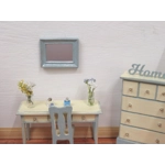 Dolls House Mirror Blue and Silver Colour Hand Painted 1:12 Scale Miniature Wall Decor