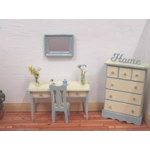 Dolls House Mirror Blue and Silver Colour Hand Painted 1:12 Scale Miniature Wall Decor