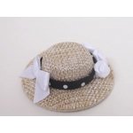 Dolls House Hat Black & White with Satin Roses and Bow Miniature Clothes Accessory 1:12 Scale