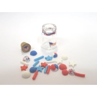 Dollhouse 4th July Candy in a Decorated Glass Jar Miniature Accessory 1:12th Scale