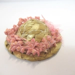 Dolls House Hat Straw Pink Floral Miniature Clothes Accessories 1:12 Scale