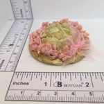 Dolls House Hat Straw Pink Floral Miniature Clothes Accessories 1:12 Scale