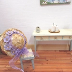 Dolls House Hat Straw Lilac Flowers Miniature Summer Clothes Accessories 1:12 Scale