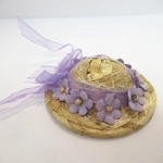 Dolls House Hat Straw Lilac Flowers Miniature Summer Clothes Accessories 1:12 Scale