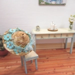 Dolls House Straw Hat Blue Flowers Miniature Clothes Accessories 1:12 Scale