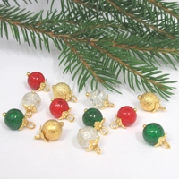 Dolls House Christmas Tree Decorations 12 Red Green & Gold Miniature Baubles 1:12th Scale