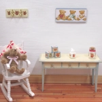 Dolls House Nursery Coat Hooks Bears Miniature Clothes Robe Towel Wall Rail 1:12 Scale