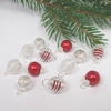 Dolls House Christmas Tree Decorations 12 Red Silver Baubles Miniature Ornaments 1:12th Scale
