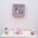 Dolls House Nursery Picture Hunca Munca Peter Rabbit Decorated Miniature Pink Frame 1:12 Scale