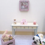 Dolls House Nursery Picture Hunca Munca Peter Rabbit Decorated Miniature Pink Frame 1:12 Scale