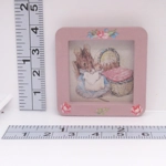Dolls House Nursery Picture Hunca Munca Peter Rabbit Decorated Miniature Pink Frame 1:12 Scale