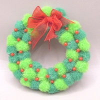Dolls House Christmas PomPom Wreath Miniature Door Decoration 1:12 Scale