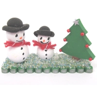 Dolls House Christmas Decoration Miniature Snowmen and Christmas Tree Scene Xmas Ornament 1:12th Sca