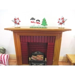 Dolls House Christmas Decoration Miniature Snowmen and Christmas Tree Scene Xmas Ornament 1:12th Sca