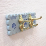 Dolls House Coat Rack Hooks Miniature Blue Clothes Robe Towel Wall Pegs Rail 1:12 Scale Accessory