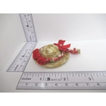 Dolls House Hat Red Floral Trim Satin Roses and Bow Miniature Accessory 1:12 Scale