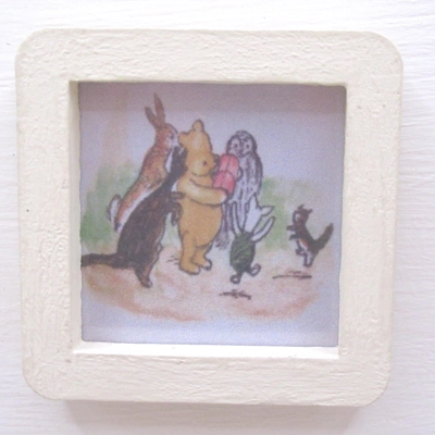 Dolls House Picture Winnie the Pooh and Friends Framed Miniature Nursery Decor 1:12 Scale