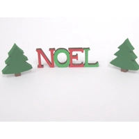 Dolls House Christmas Decoration Noel Word and 2 Miniature Xmas Trees 1:12 Scale