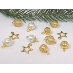 Dolls House Christmas Tree Decorations 12 White Gold Miniature Baubles and Stars 1:12th Scale