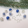 Dolls House Christmas Tree Decorations 12 Royal Blue Silver Miniature Baubles and Stars 1:12th Scale