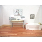 Dolls House Towels 4 Grey White with Tissue Box Bath Salts and Ornament Bottle 1:12th Scale Bathroom