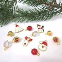 Dolls House Christmas Tree Decorations 12 Red White Gold M..
