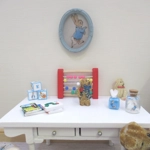 Dolls House Peter Rabbit Picture Miniature Oval Frame Blue 1:12 Scale Nursery Wall Decor